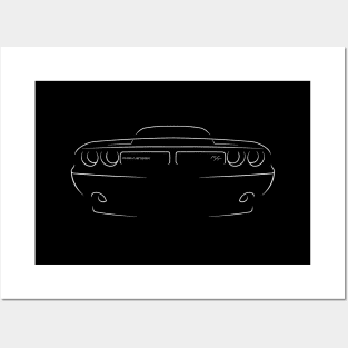 Dodge Challenger R/T Shaker - front stencil, white Posters and Art